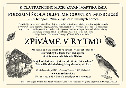 Pozv�nka na Podzimn� �kolu Old-Time Country Music 2026 aneb Zp�v�me v rytmu